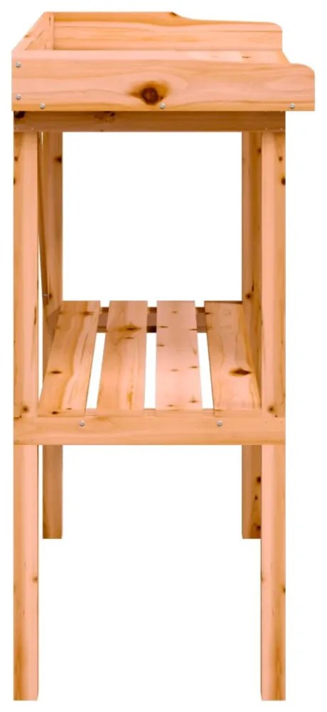barna tömör fenyőfa növénytartó asztal polccal 78x38x82,5 cm
