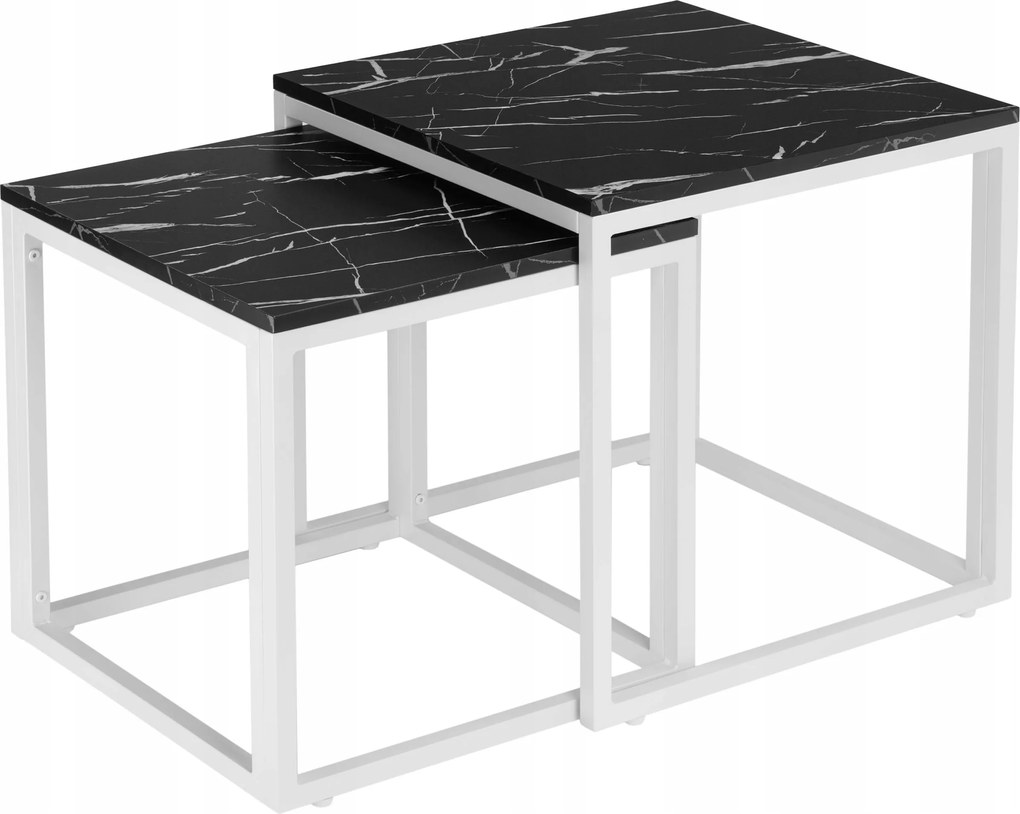 Dohányzóasztalok Fehér Praven Fekete Márvány