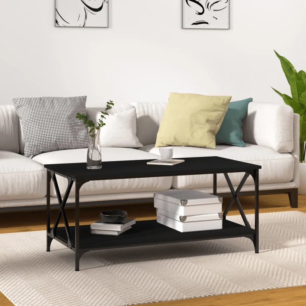 Fekete szerelt fa dohányzóasztal 100 x 50 x 45 cm