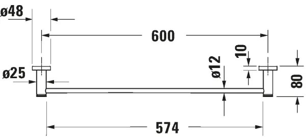 Duravit 99244600 - Falra szerelhető törölközőtartó D-CODE 64,5 cm matt fekete