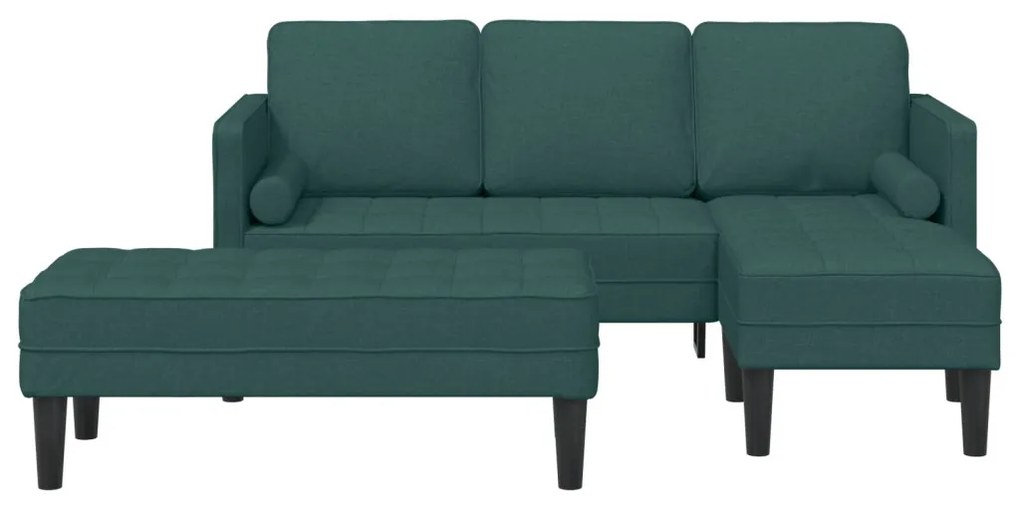 2 darabos kanapészett párnákkal, sötét zöld textil