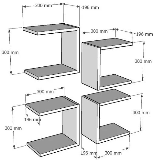 KÉSZLET 4x Fali polc BASE 30x30 cm fehér