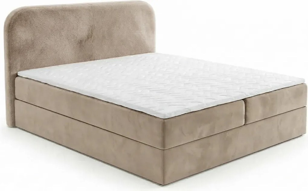 Kárpitozott boxspring ágy FORENA 140x200 cm bézs Matrac: Bonell rugós matrac