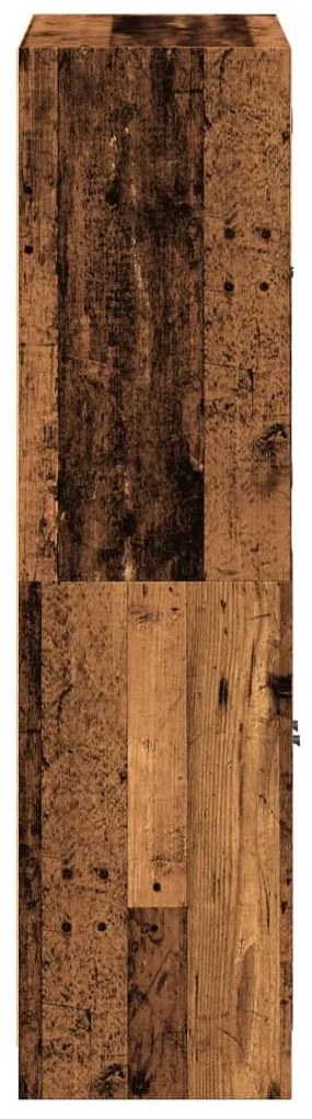 antik fa színű szerelt fa magasszekrény ajtókkal 68x37x142 cm