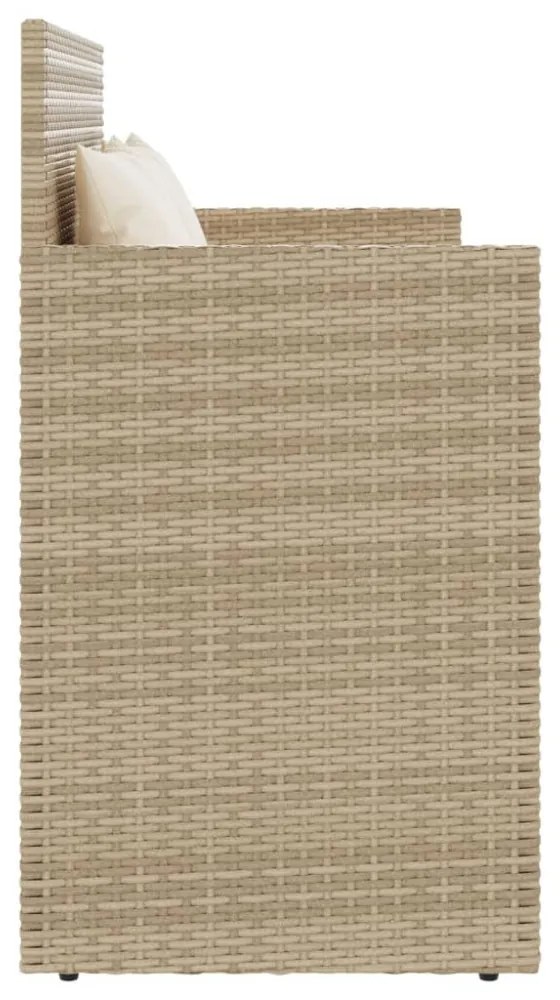 bézs polyrattan kerti pad párnákkal