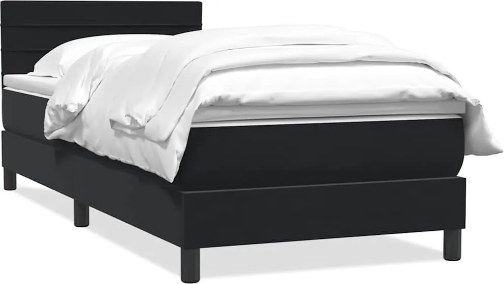 vidaXL fekete bársony rugós ágy matraccal 80x220 cm