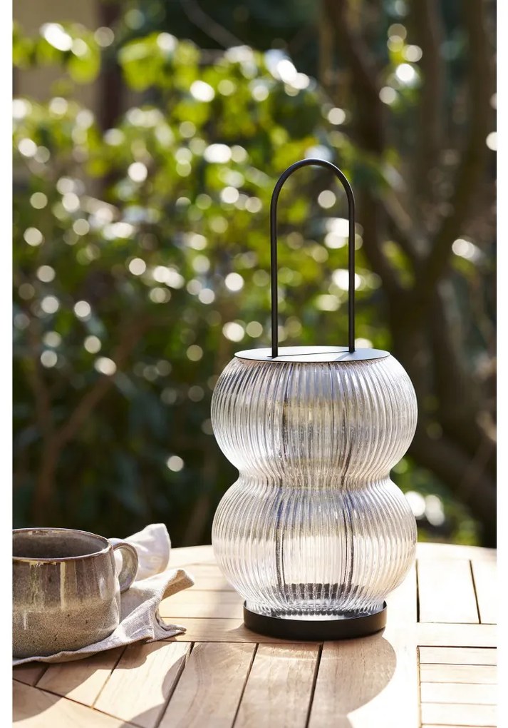 Lucena dekorációs lámpás, fém/üveg, fekete