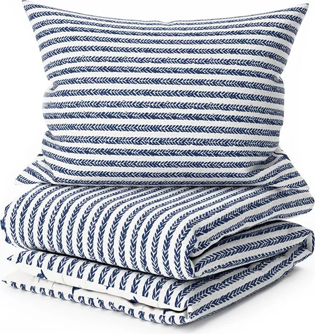 Pamut ágynemű NAVYSTA POLY kék-fehér Ágyneműhuzat mérete: 2 db 70 x 90 cm | 200 x 220 cm