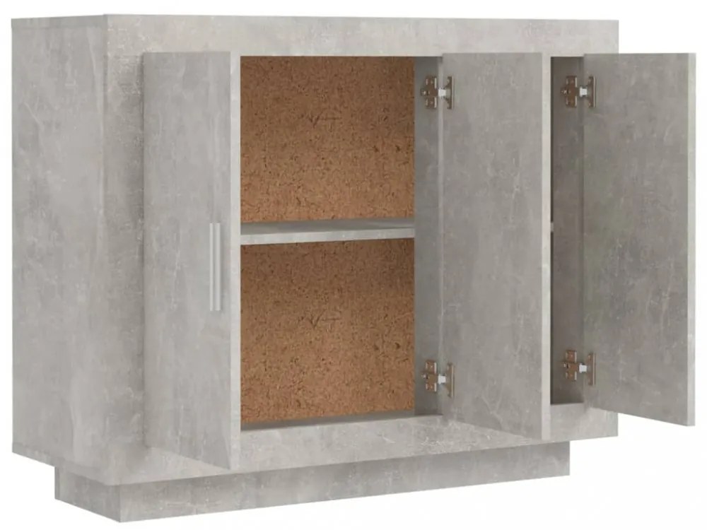 betonszürke szerelt fa tálalóasztal 92 x 35 x 75 cm