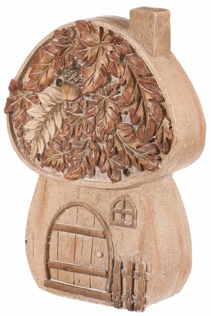 Őszi dekoráció Gomba házikó világítással, 24 x 10x 32 cm, magnézium, fa utánzat