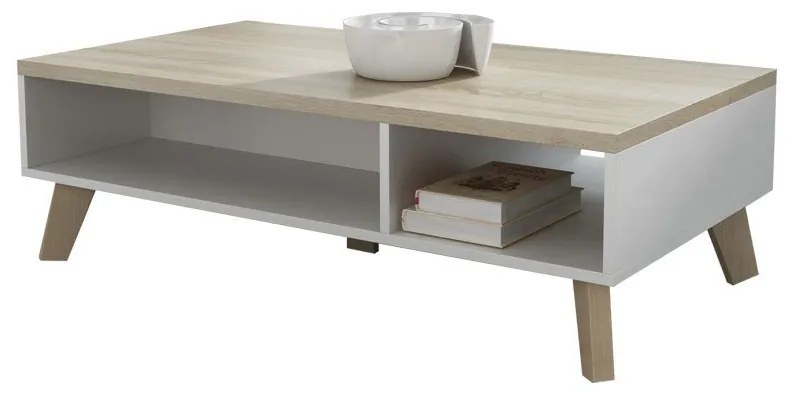 Dohányzóasztal Solara 110 (brilliáns fehér matt + sonoma tölgy). 1053851