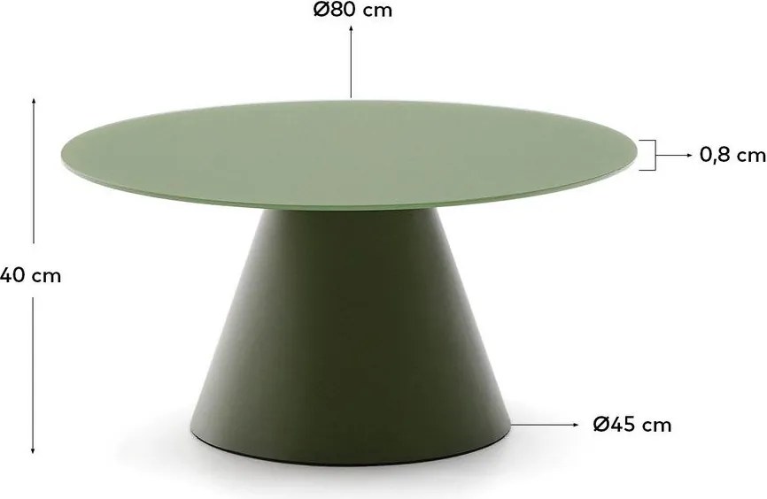 Zöld kerek dohányzóasztal üveg asztallappal ø 80 cm Wilshire – Kave Home