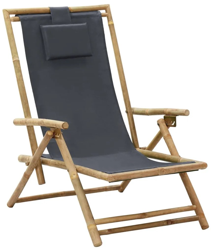 Sötétszürke bambusz és szövet dönthető pihenőszék