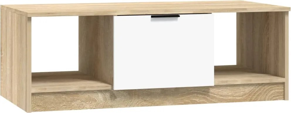 vidaXL fehér és sonoma színű szerelt fa dohányzóasztal 102x50x36 cm