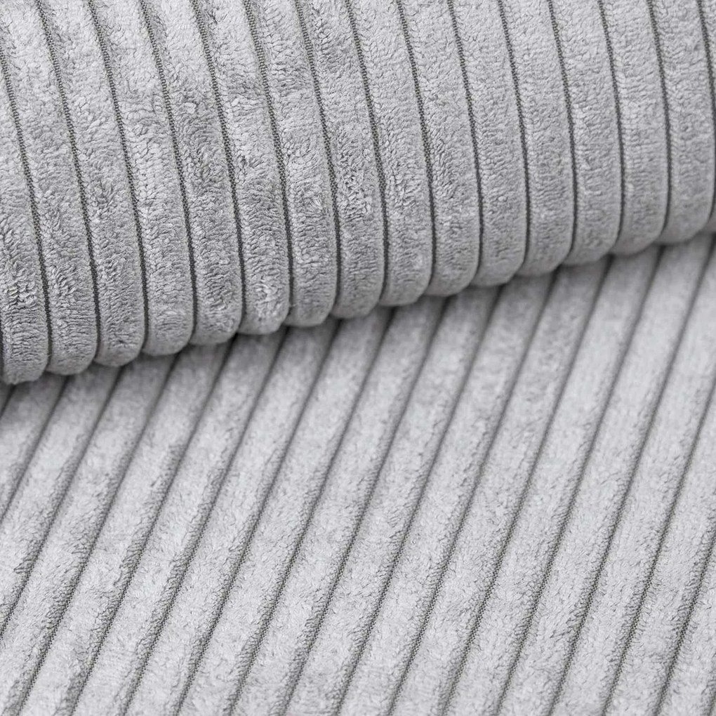 Világosszürke kihúzható sarokkanapé SORELA CORD, kétoldalas + 2 párna ingyenesen