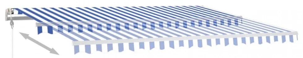kék és fehér kézzel kihúzható LED-es napellenző 450 x 300 cm