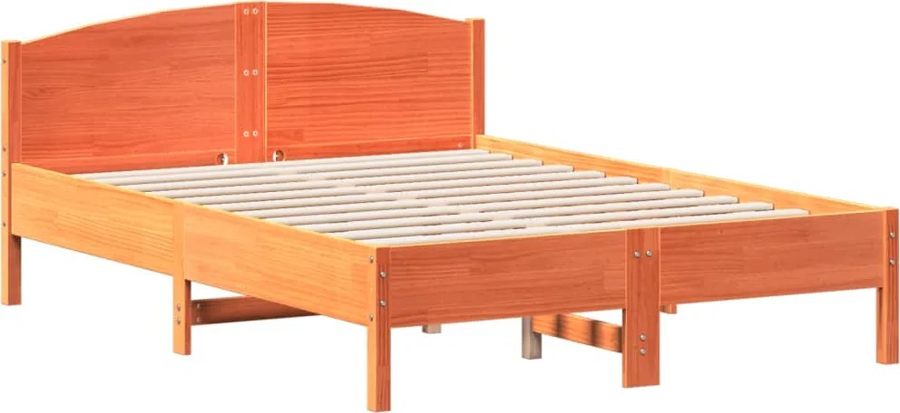 vidaXL viaszbarna tömör fenyőfa ágy matrac nélkül 120 x 190 cm