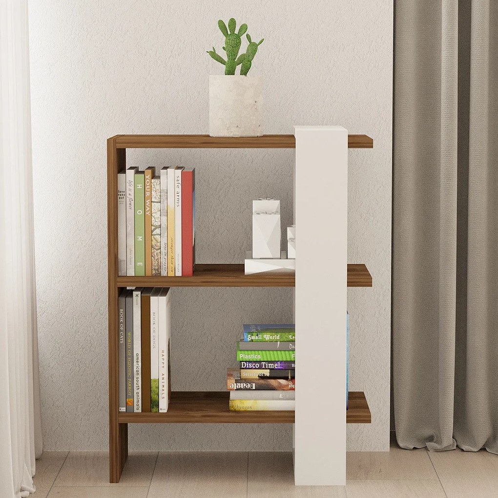 könyvespolc Gaye - Walnut, White