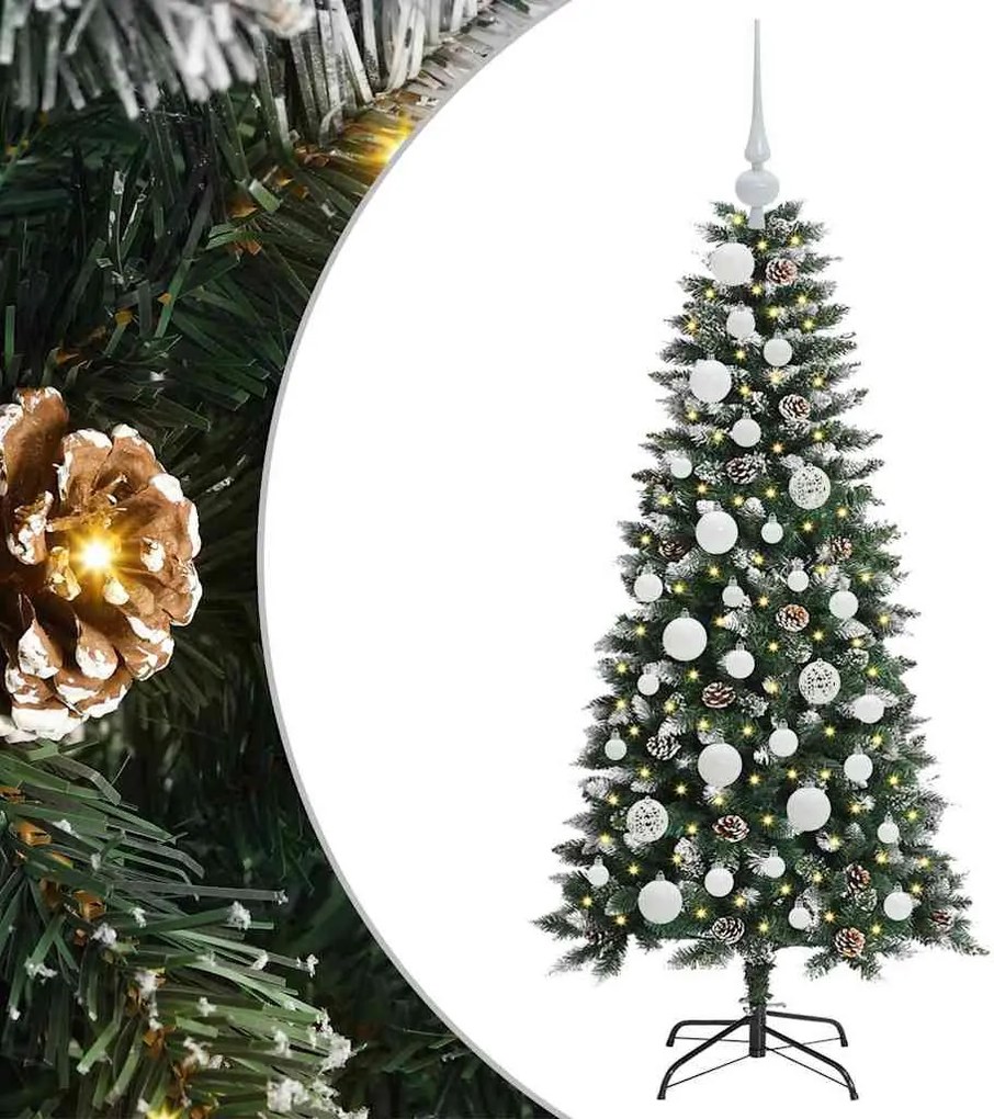 vidaXL Mű karácsonyfa 150 LED-del Zöld 120 cm PVC és Műanyag és Acél