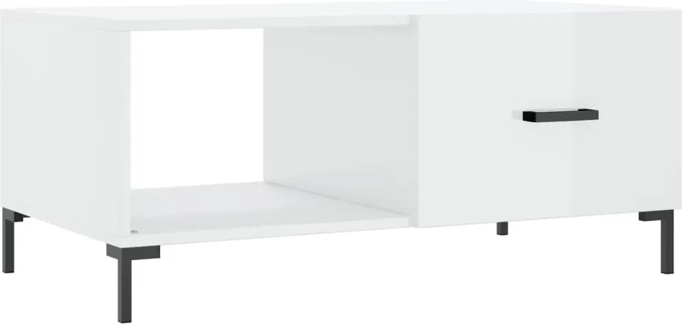 vidaXL magasfényű fehér szerelt fa dohányzóasztal 90 x 50 x 40 cm