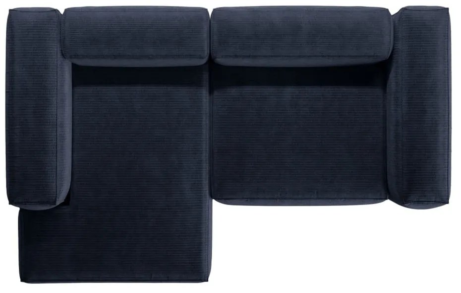 Sötétkék kordbársony sarokkanapé (bal oldali-heverő résszel) Bergano – Cosmopolitan Design