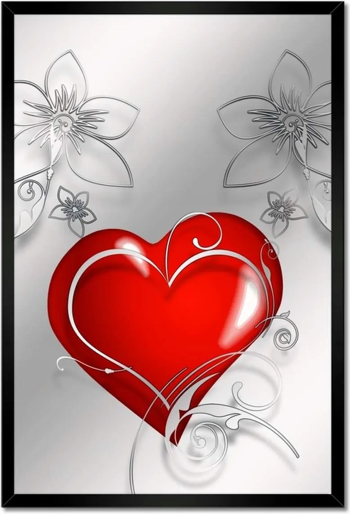 Poszter keretben 40x60 Piros szív