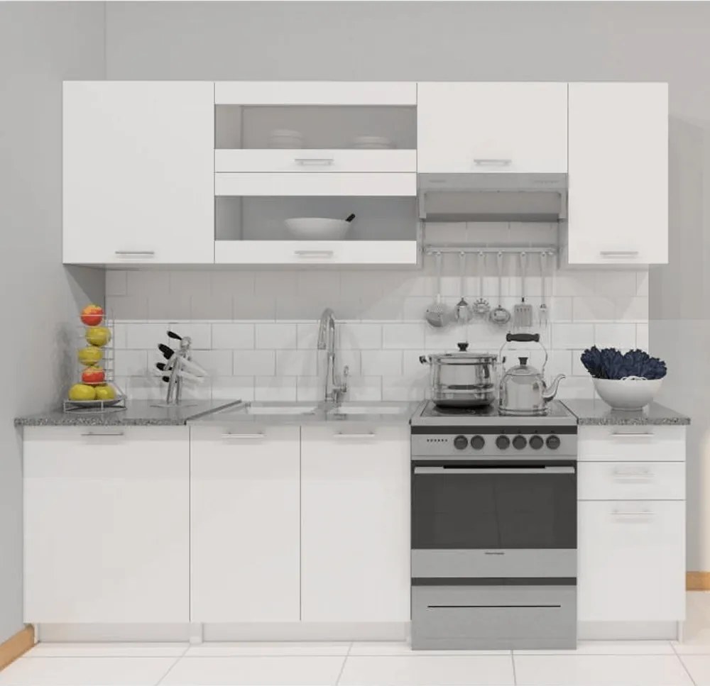 konyhabútor 2,4 m, fehér, FABIANA