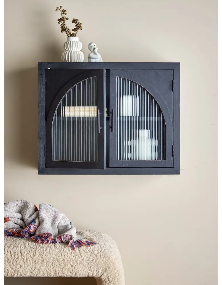 Fekete jegenyefenyő függő tálalószekrény 62x49x23 cm Lario – Bloomingville