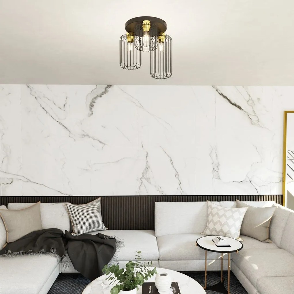 Emibig modern mennyezeti lámpa barn fekete arany emi1366/3prem