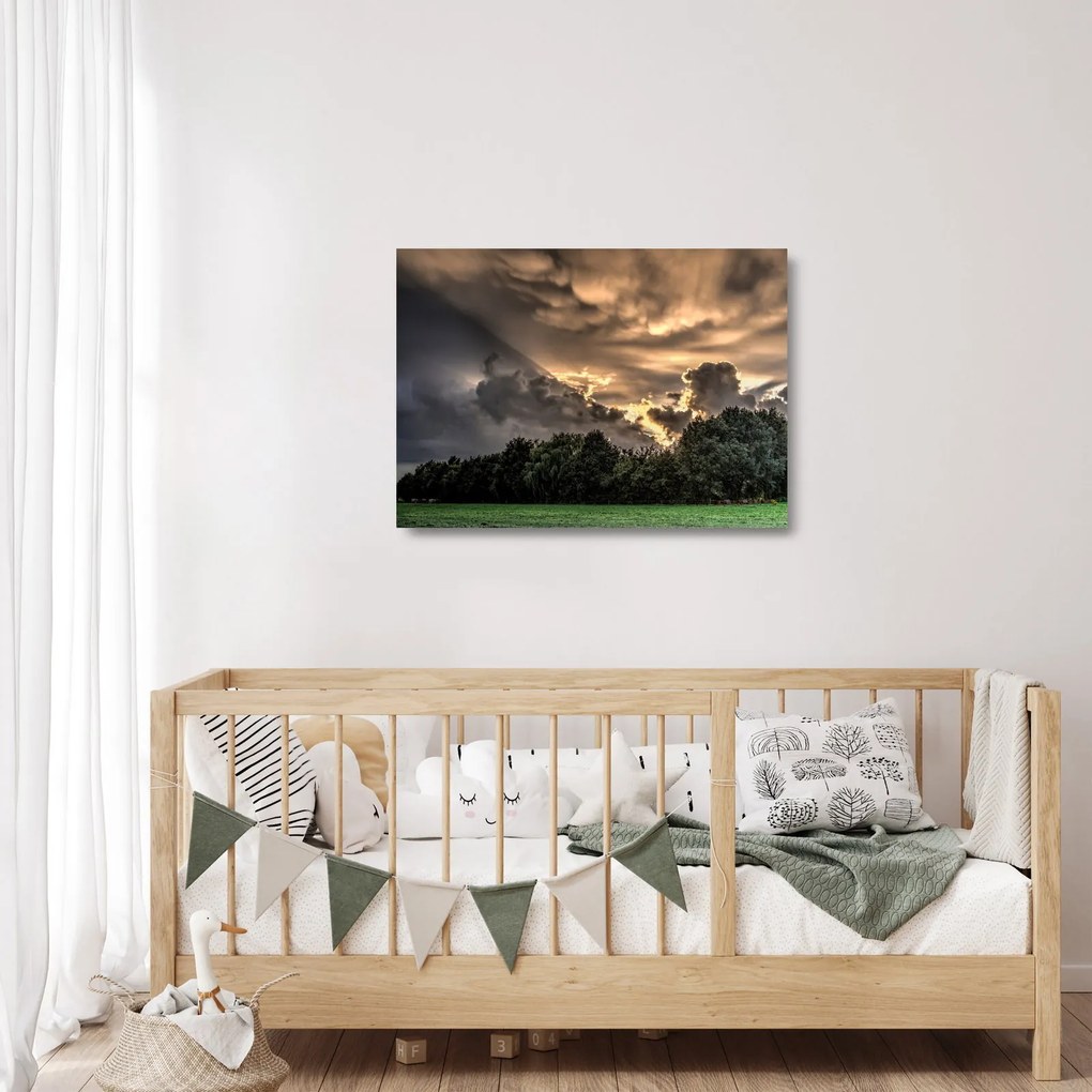 A felhők és az erdő képe (üvegen) (70x50 cm)