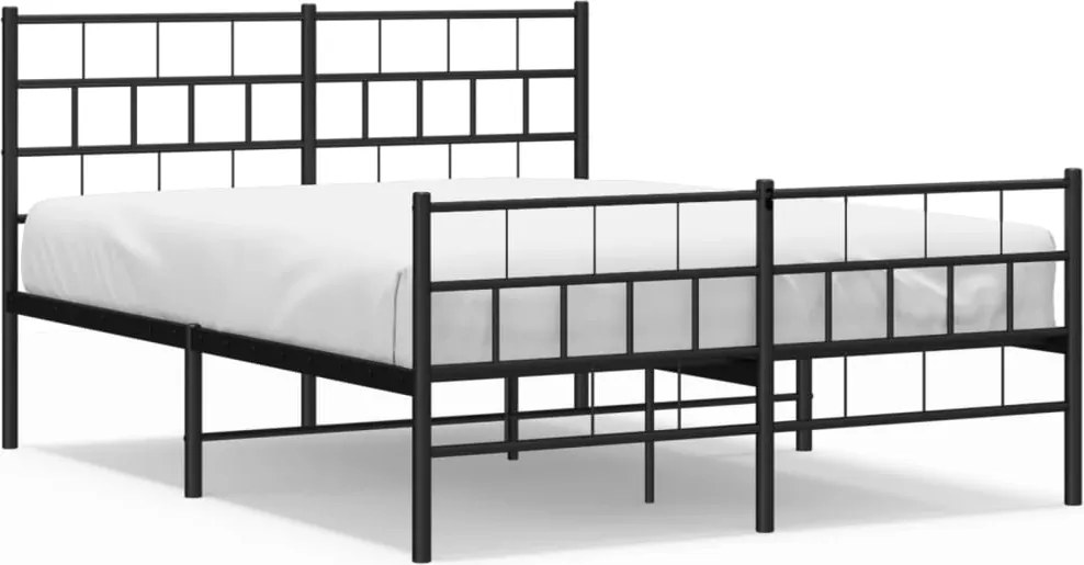 vidaXL fekete fém ágykeret fej- és lábtámlával 120 x 200 cm