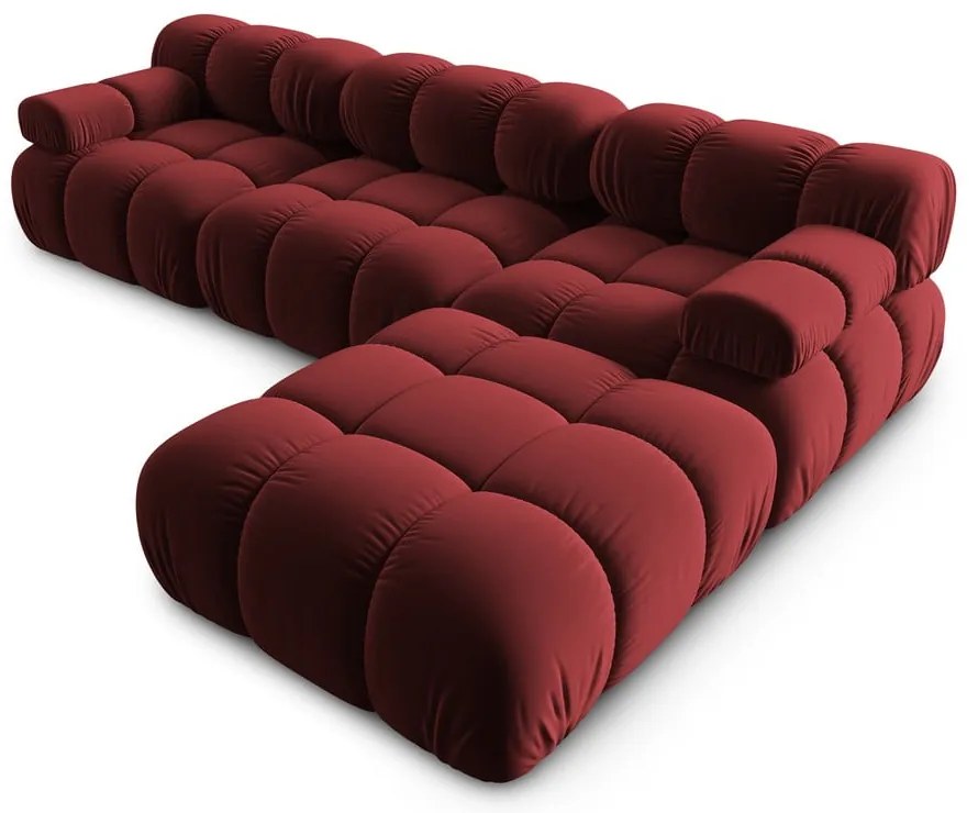 Piros bársony sarokkanapé Bellis – Micadoni Home