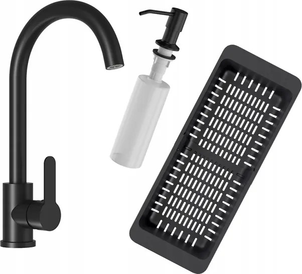 Konyhai csaptelep adagoló csepegtető szifon konyhai szett fekete Mosogatóhoz
