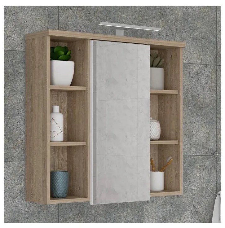 VENOM fali fürdőszobai tükörszekrény fehér/sonoma tölgy