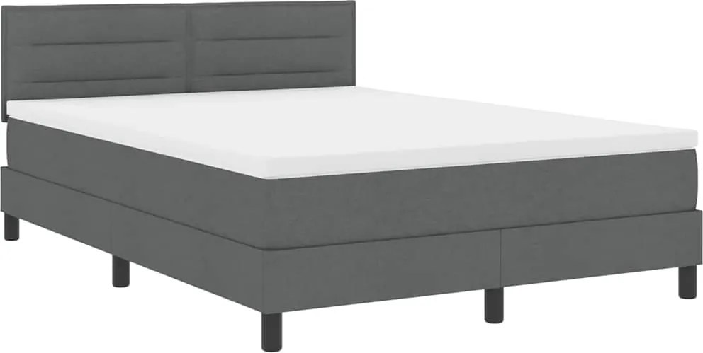 vidaXL Boxrugós ágy matracmal leddel Sötétszürke 140 x 190 cm szövet