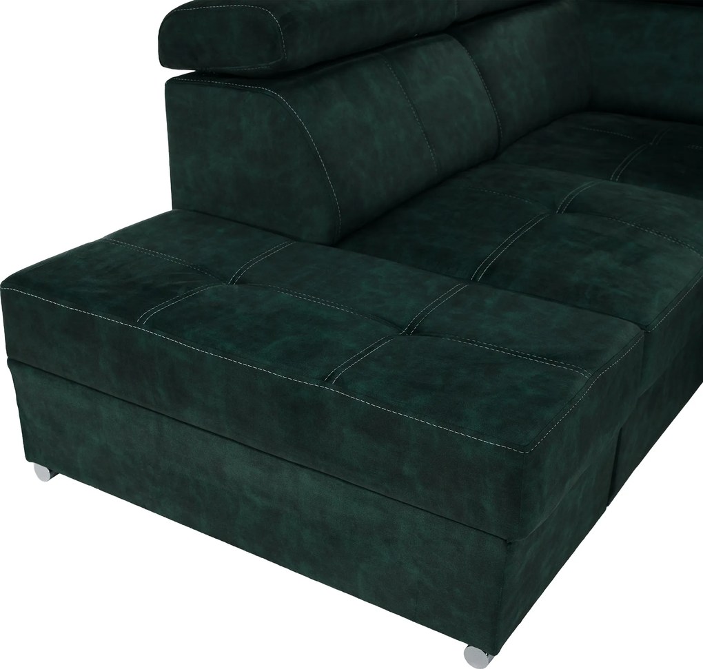 Ülőgarnitúra, smaragdzöld, balos, MALAGA BIG