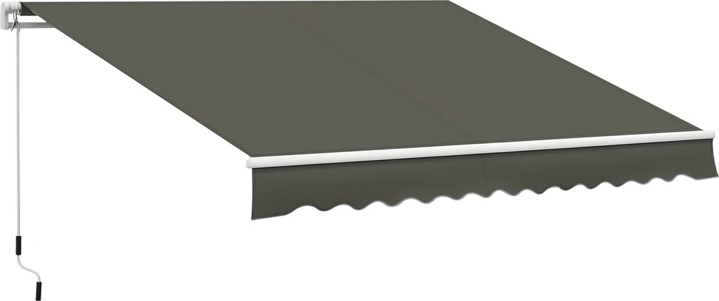 Outsunny Karos Kihúzható Napellenző 350x250 cm Terasz Napernyő Vízálló és UV-védett Fém Kurblival Kültéri Rolós Napellenző | Aosom