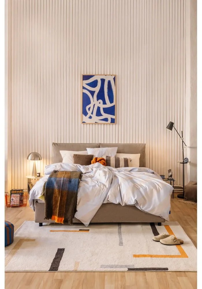 Kárpitozott franciaágy taupe színű, tárolóhellyel, matraccal/ráccsal 180x200 cm Myra Pillow - Bonami Selection
