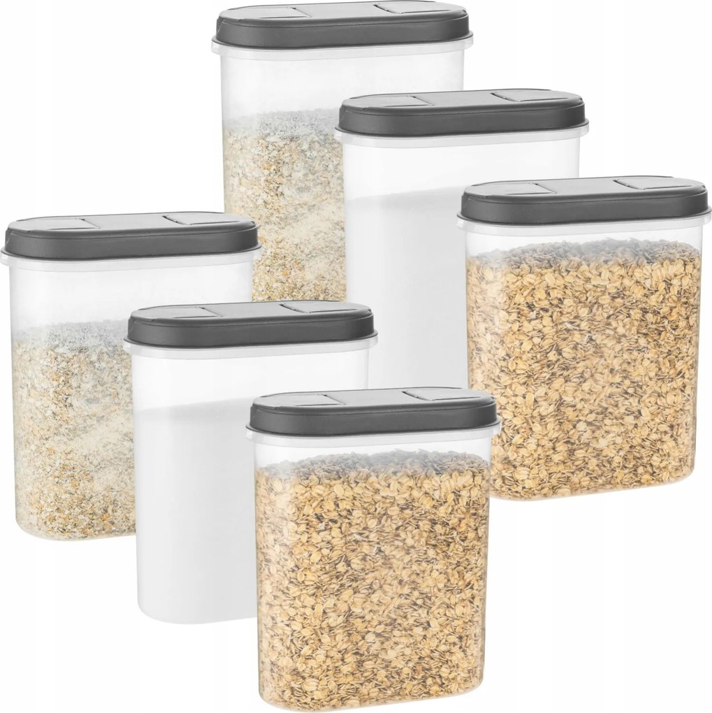 6X Tartály Adagoló Rendszerező Ömlesztett Termékek Liszt Cukor Élelmiszer 2,4L