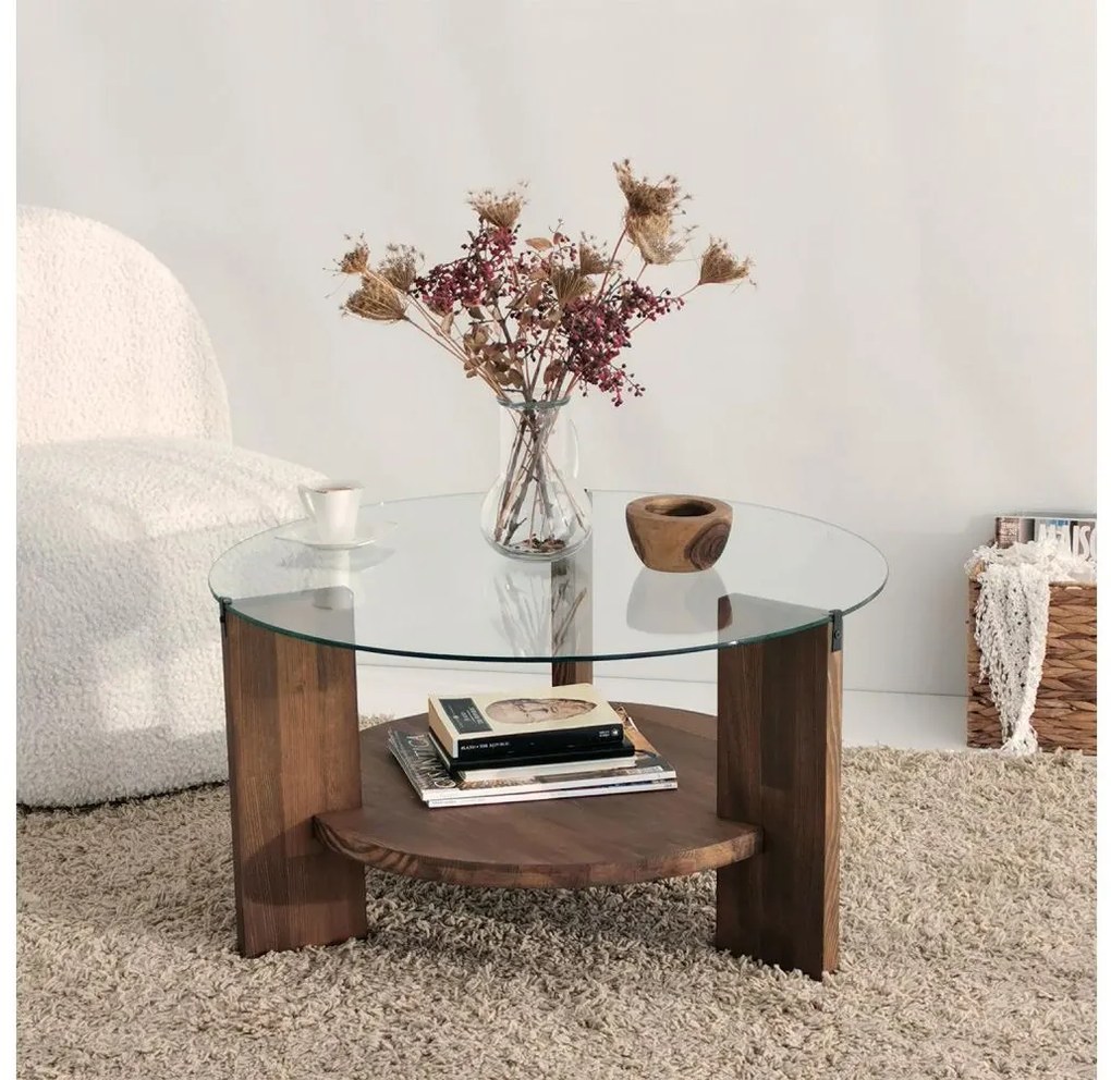 Kávésasztal MONDO 40x75 cm fenyő/átlátszó