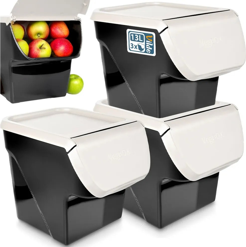 3x Tárolóedény Zöldségek Gyümölcsök hagyma burgonya fokhagyma konyhai tárolás