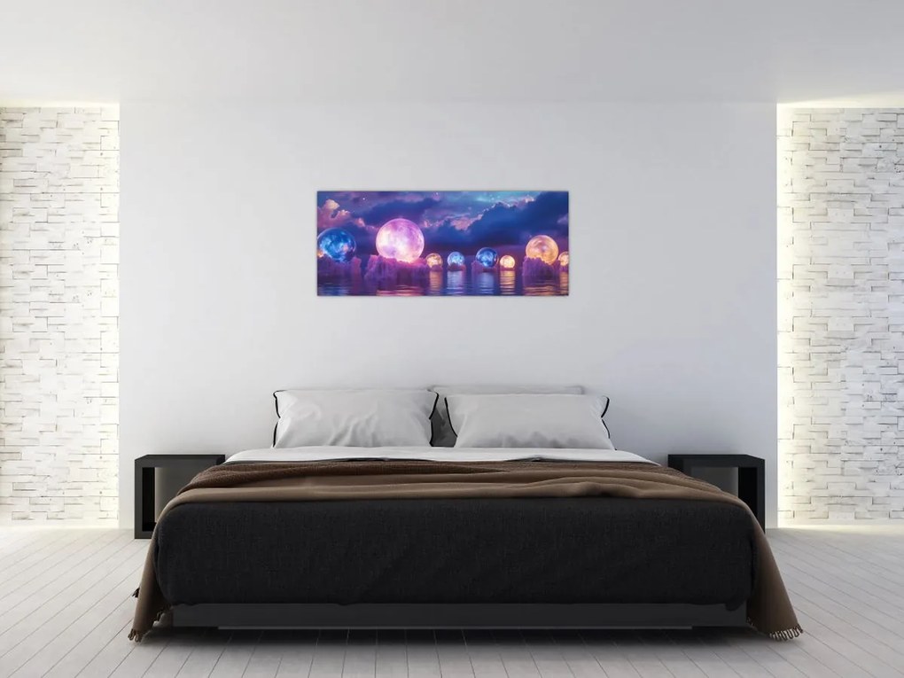 Kép - Bolygók a vízen (120x50 cm)