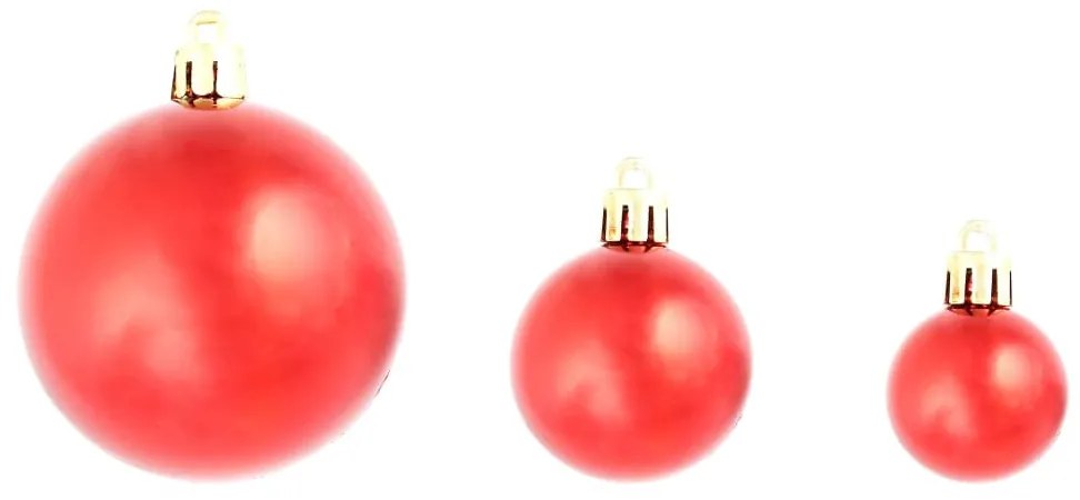 100 darabos piros karácsonyi gömb készlet 3/4/6 cm