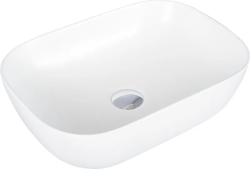 Eros SMILE 3 - PULTRA ültethető - Top Counter - porcelán mosdó - MATT FEHÉR - 46,5 x 32,5 x 13 cm