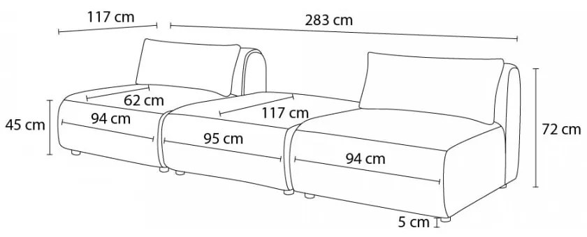 Mustársárga kanapé 283 cm Jeanne – Bobochic Paris