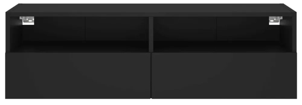 fekete szerelt fa fali TV-szekrény 100 x 30 x 30 cm