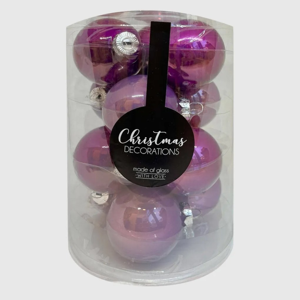 Purple üveg karácsonyi gömb szett 12*6cm