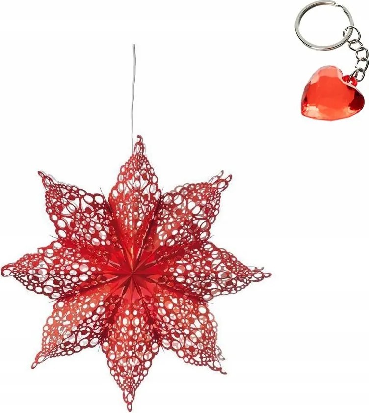 Piros áttört csillag lóg az ablakon