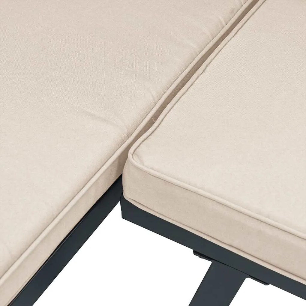 4 részes fekete porszórt acél kerti kanapészett párnával