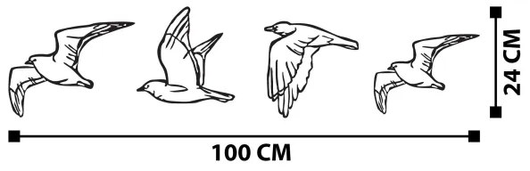 4 db fali madár dekoráció, fém